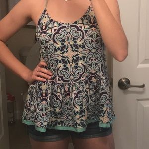 ANTHROPOLOGIE Meadow Rue Flowy Peplum Tank